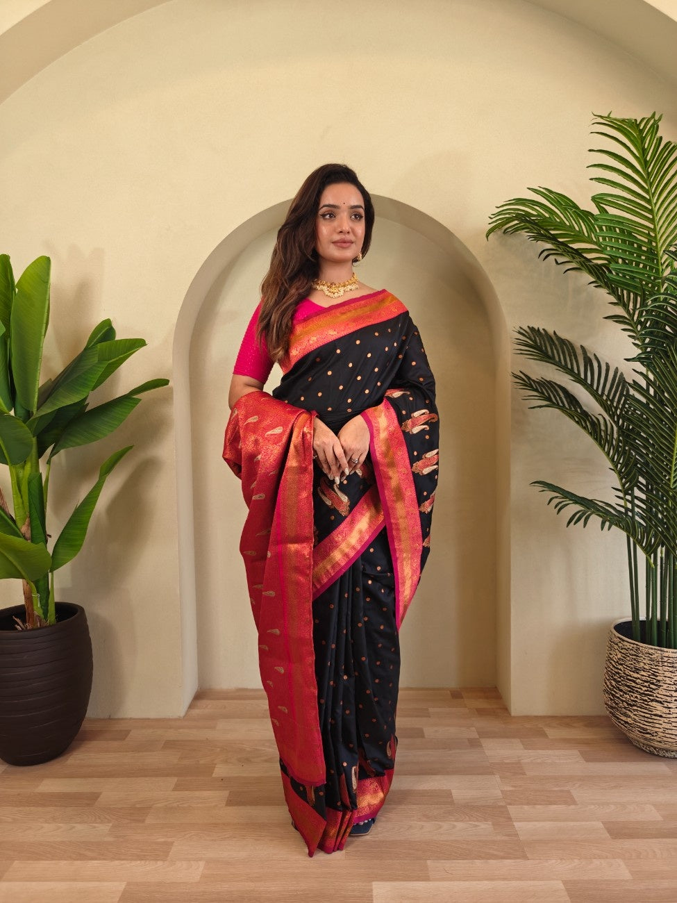 Pure Paithani Silk Saree with Kanchipuram Touch