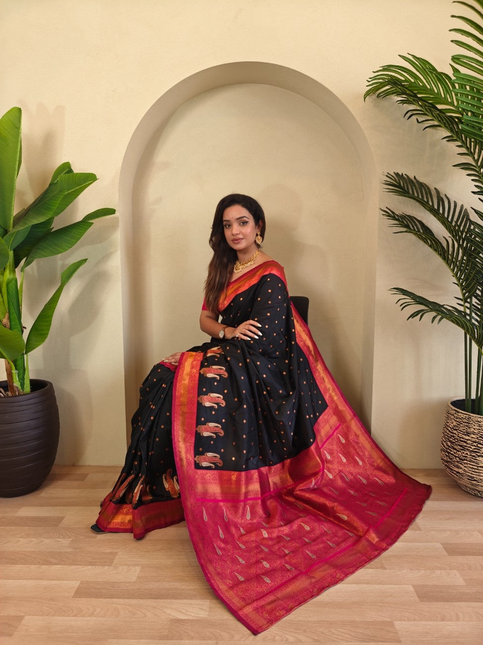 Pure Paithani Silk Saree with Kanchipuram Touch