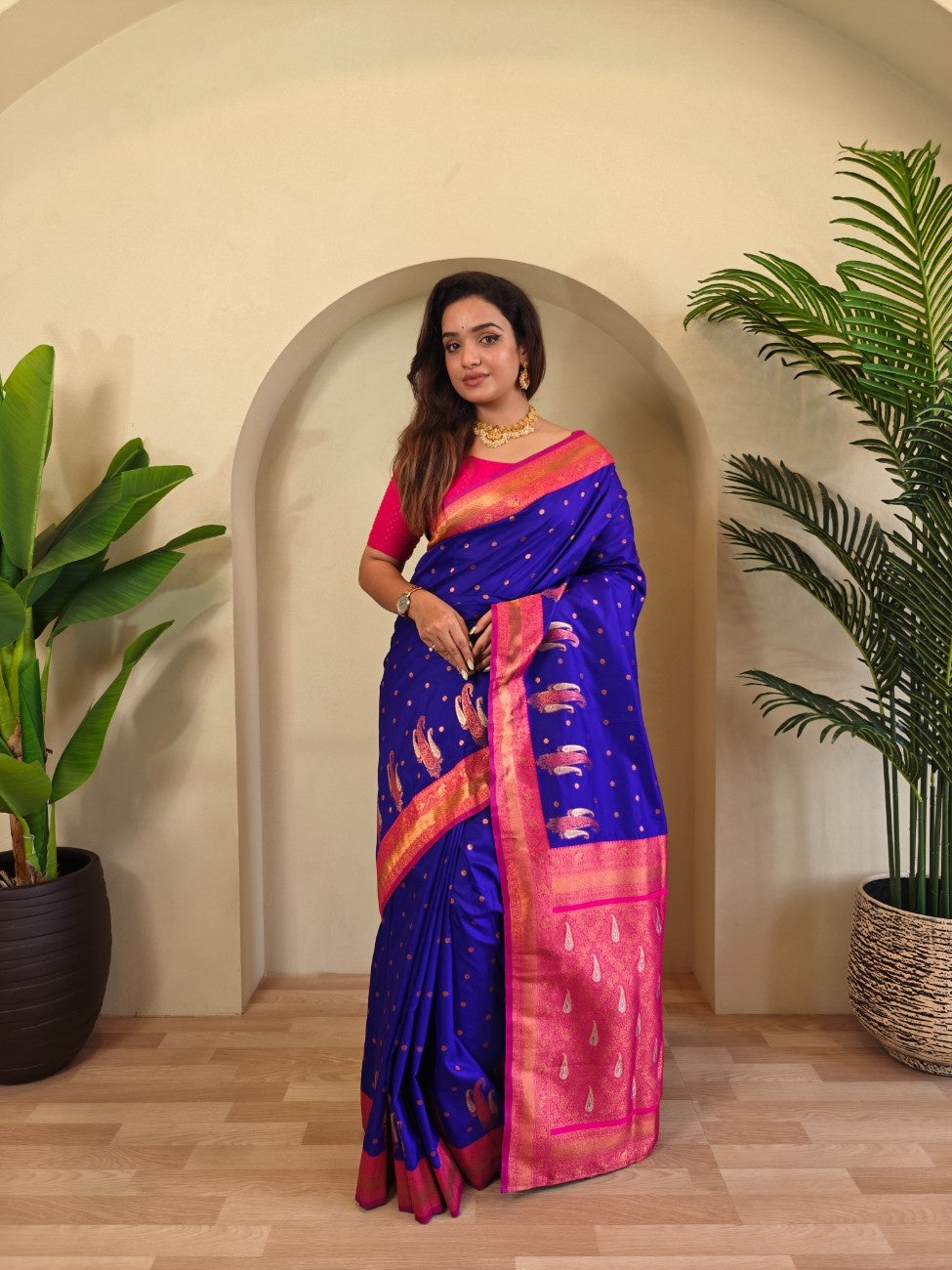 Pure Paithani Silk Saree with Kanchipuram Touch
