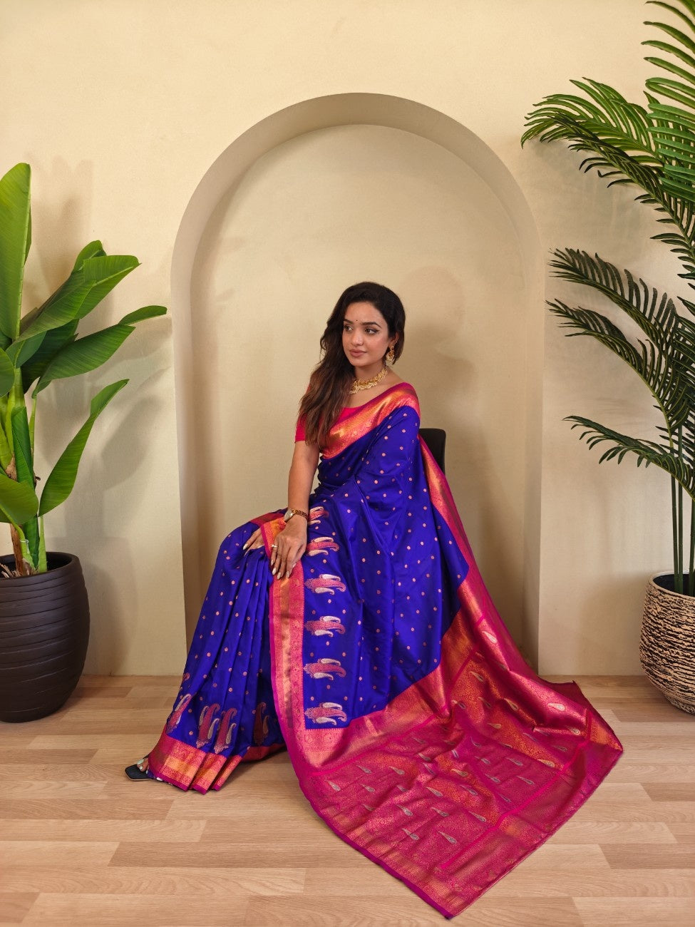 Pure Paithani Silk Saree with Kanchipuram Touch