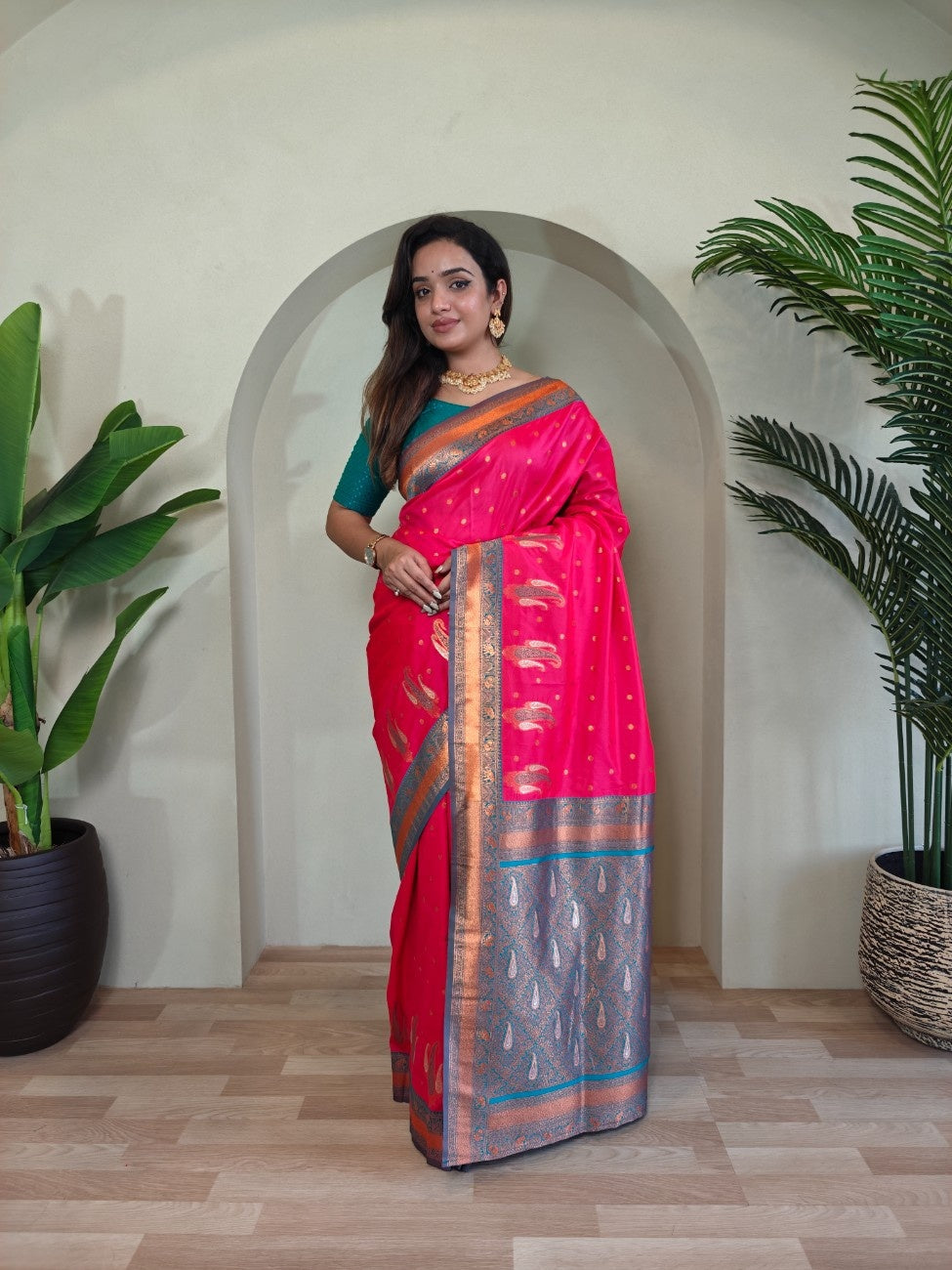 Pure Paithani Silk Saree with Kanchipuram Touch
