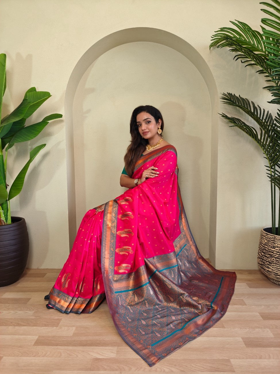 Pure Paithani Silk Saree with Kanchipuram Touch