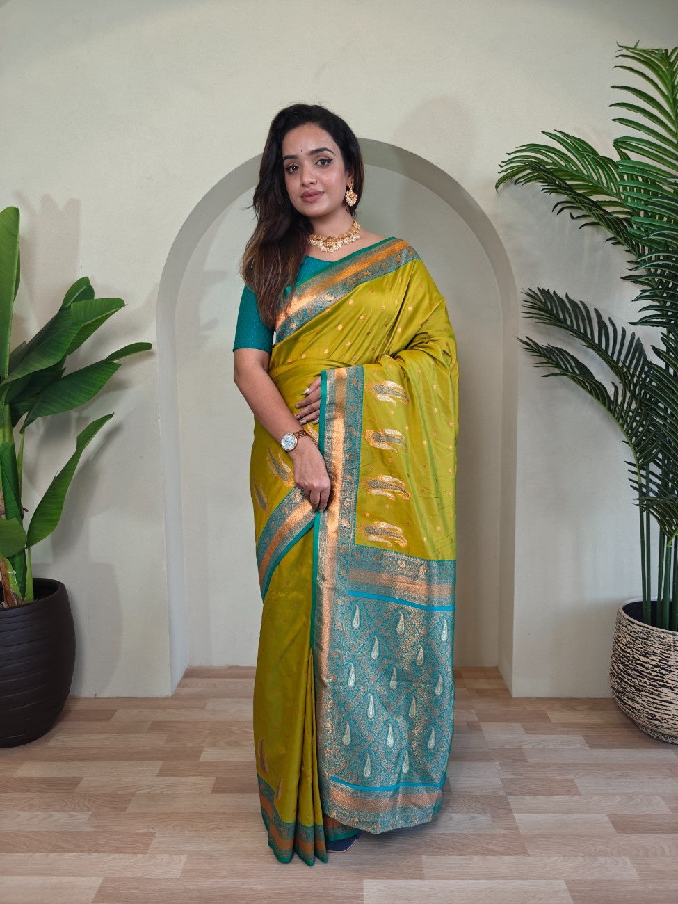 Pure Paithani Silk Saree with Kanchipuram Touch