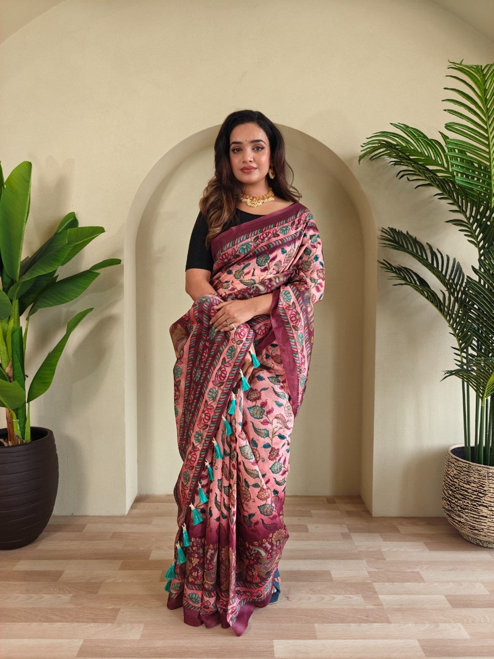 Pure Malai Cotton Saree with Katha Print