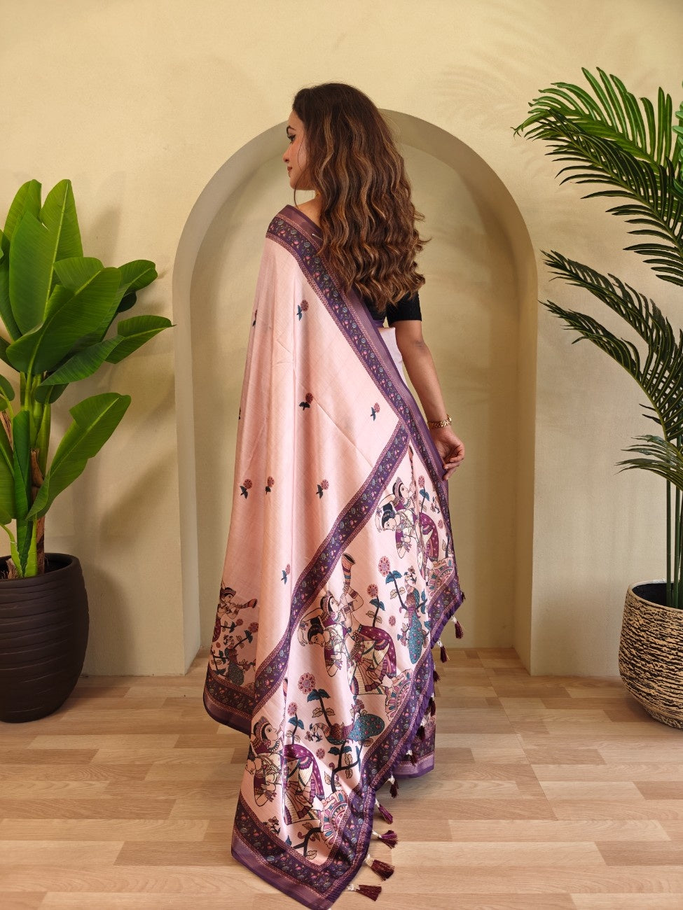 Premium Viscose Dola Saree With Kalamkari digital prints