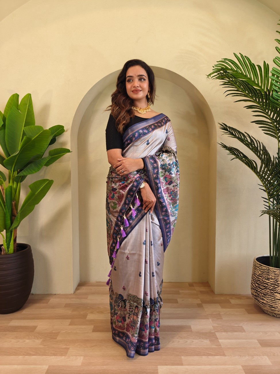 Premium Viscose Dola Saree With Kalamkari digital prints