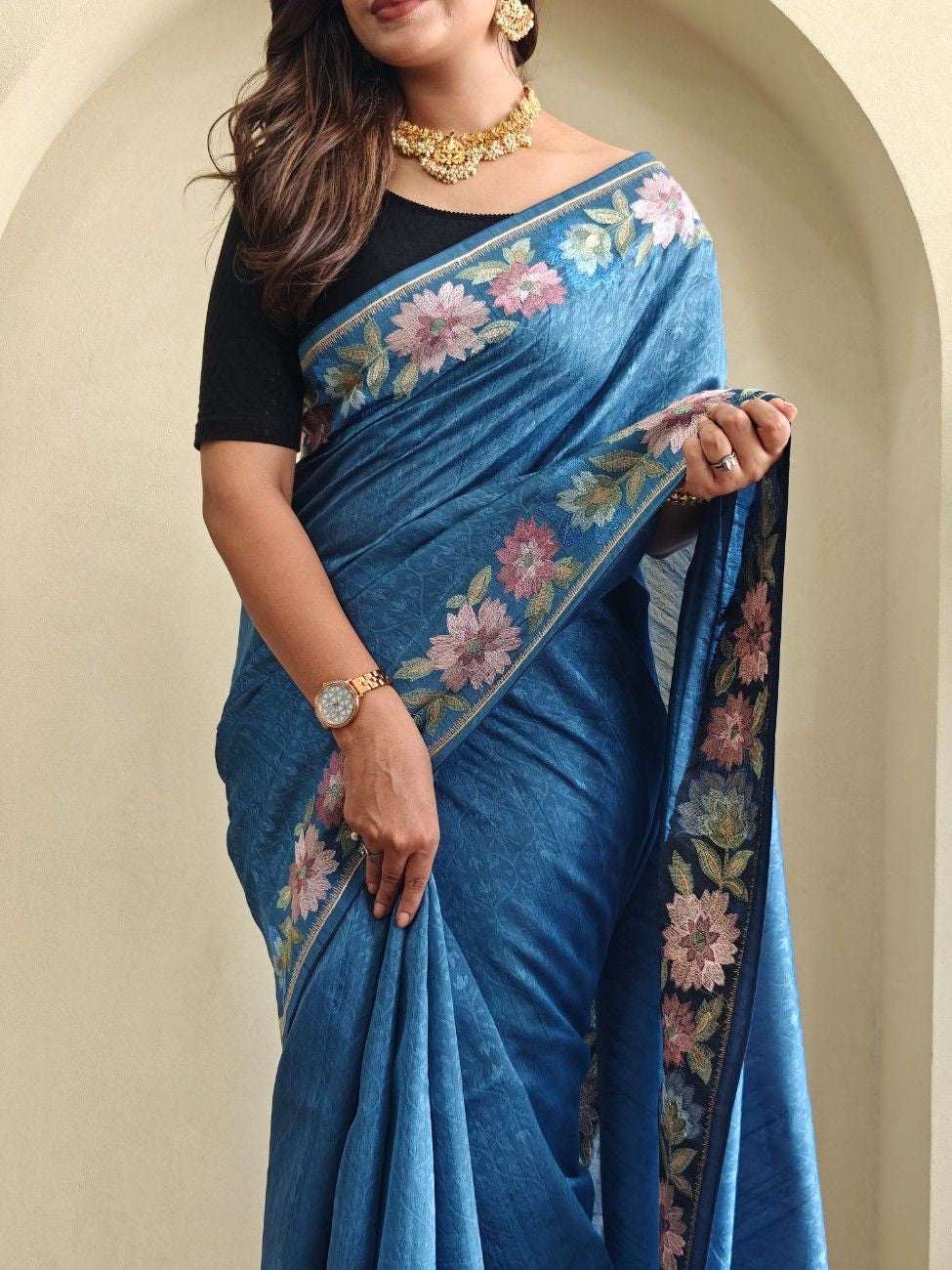Premium Tussar Silk Saree with Royal Embroidery