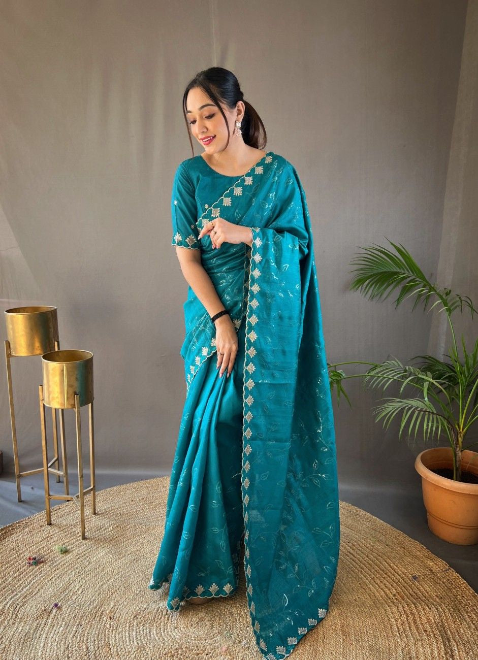Pure Ruhi Silk & One Minute Ready-to-Wear Saree