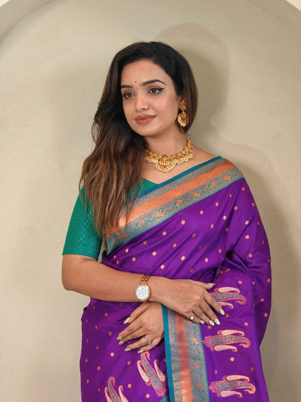 Pure Paithani Silk Saree with Kanchipuram Touch