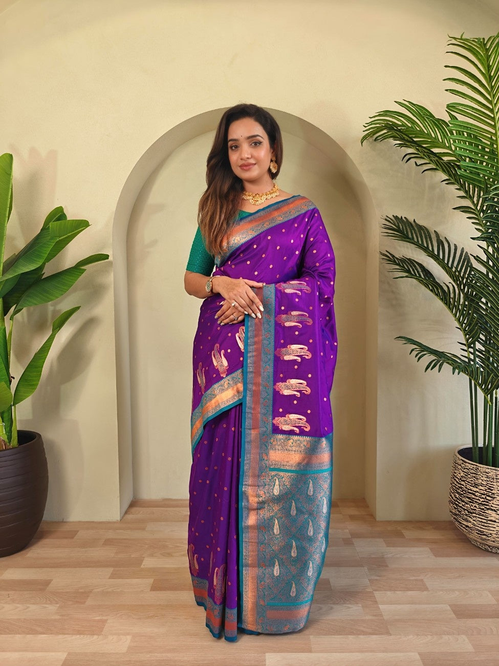 Pure Paithani Silk Saree with Kanchipuram Touch