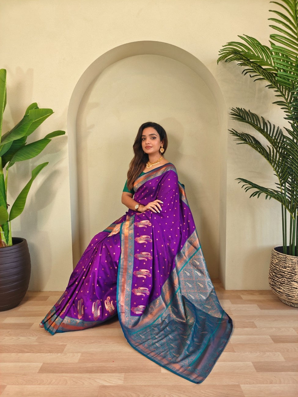 Pure Paithani Silk Saree with Kanchipuram Touch