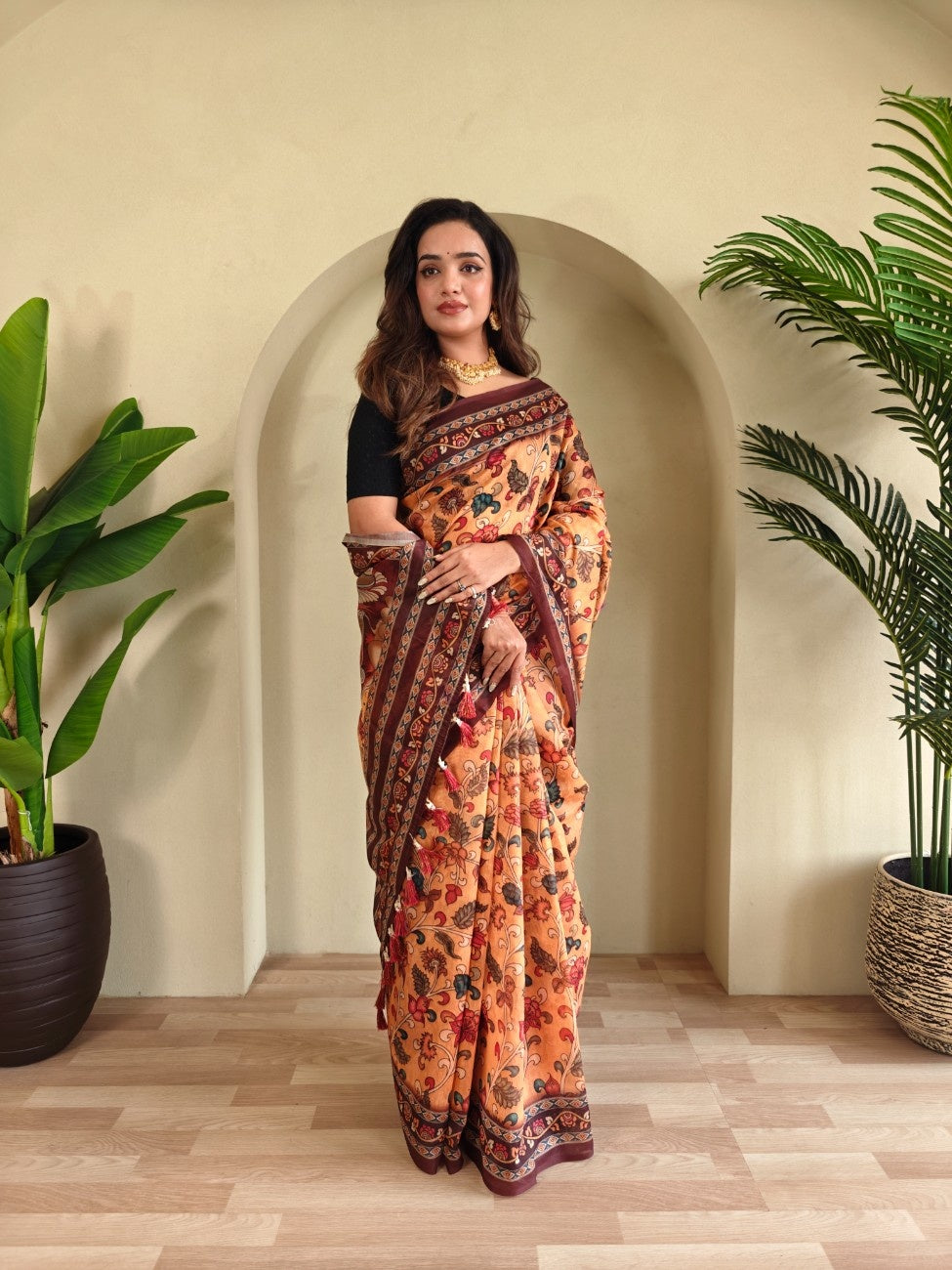 Pure Malai Cotton Saree with Katha Print