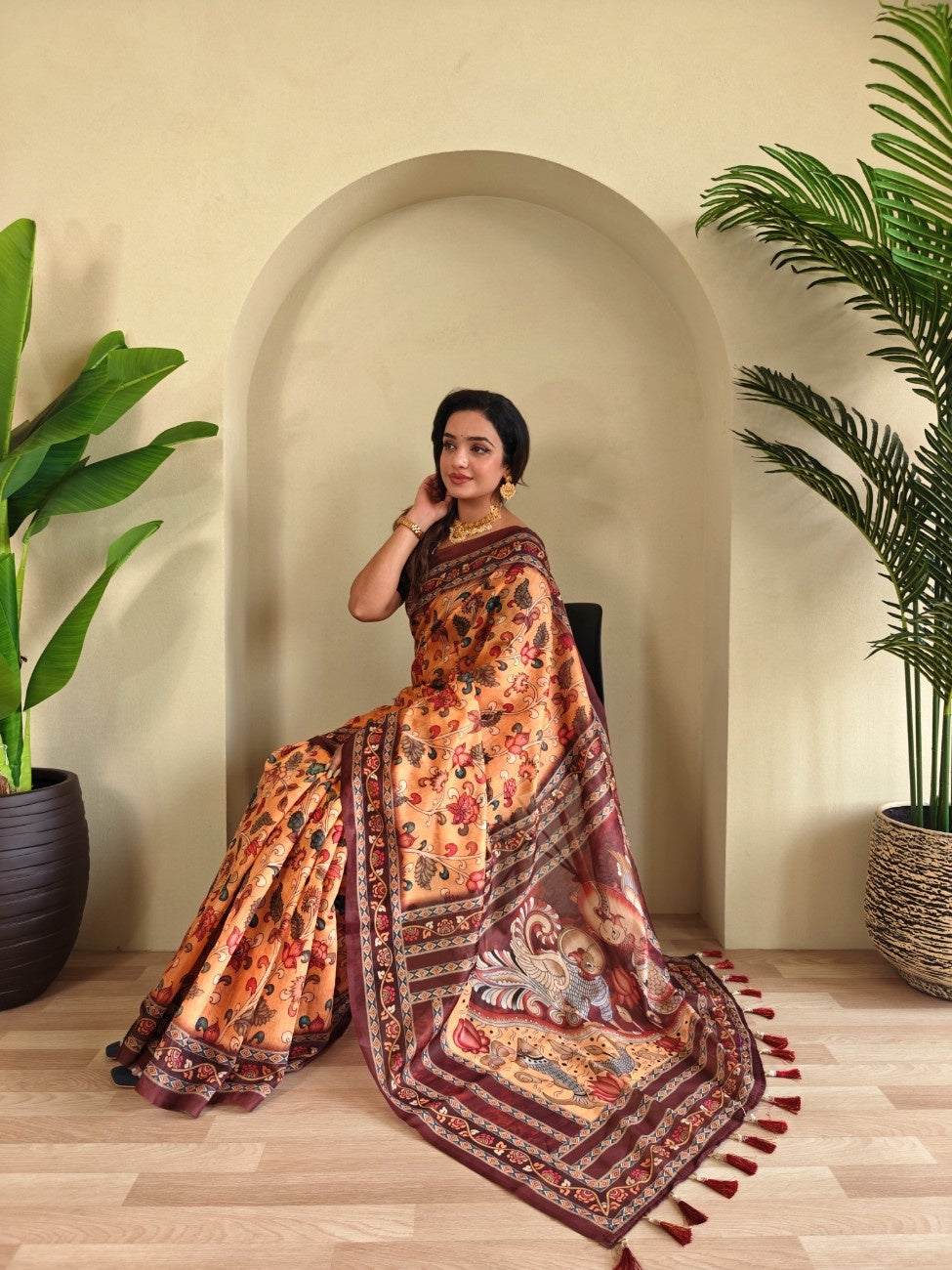 Pure Malai Cotton Saree with Katha Print