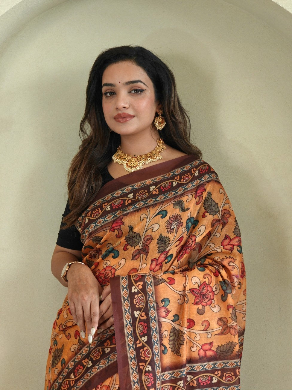 Pure Malai Cotton Saree with Katha Print