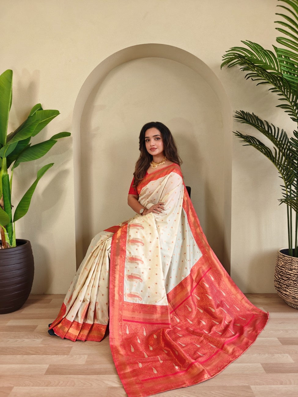 Pure Paithani Silk Saree with Kanchipuram Touch