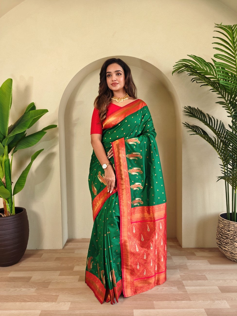 Pure Paithani Silk Saree with Kanchipuram Touch
