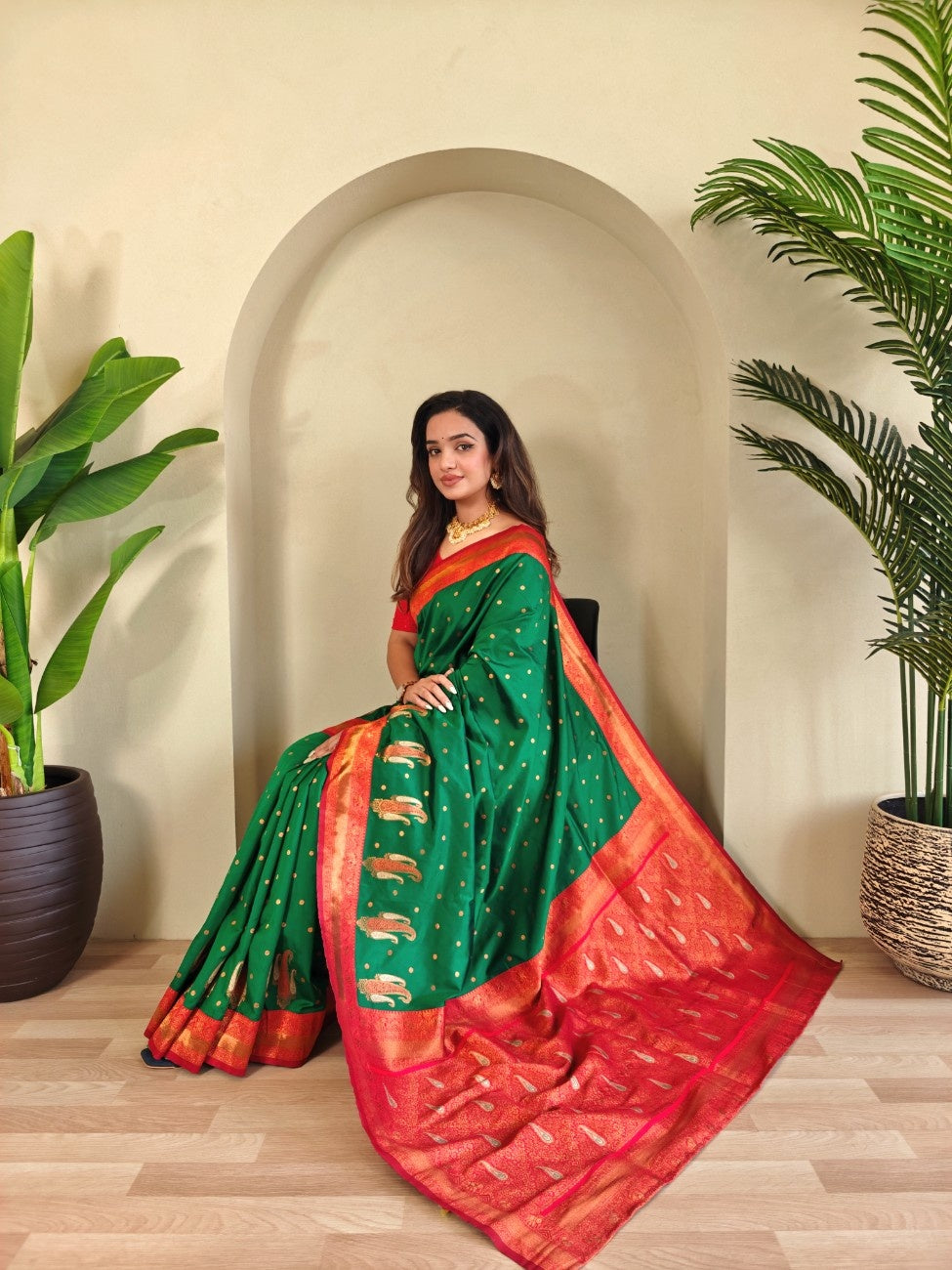Pure Paithani Silk Saree with Kanchipuram Touch