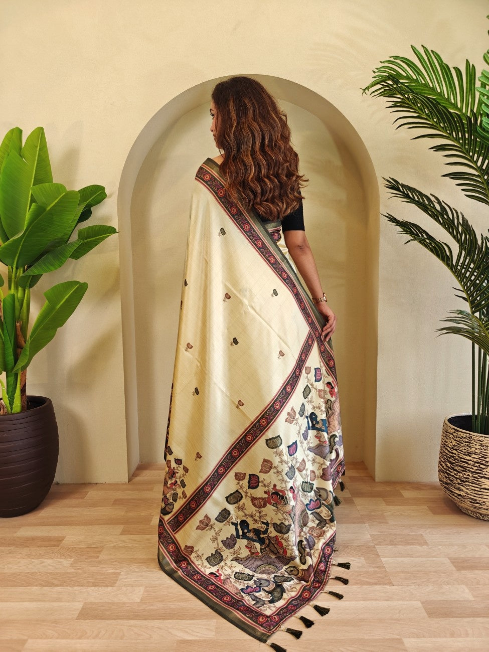 Premium Viscose Dola Saree With Kalamkari digital prints