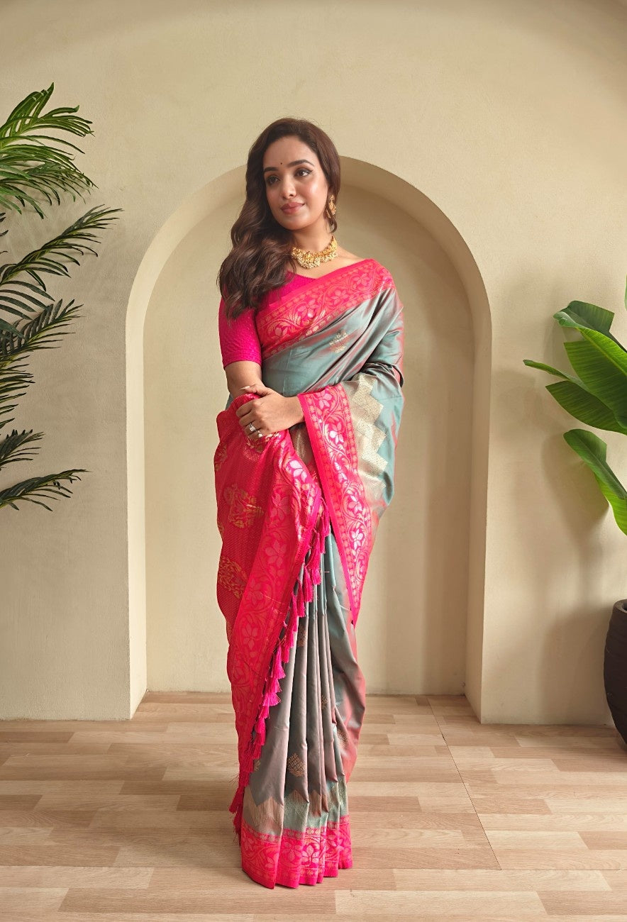  Pure Silk Saree with dual tone