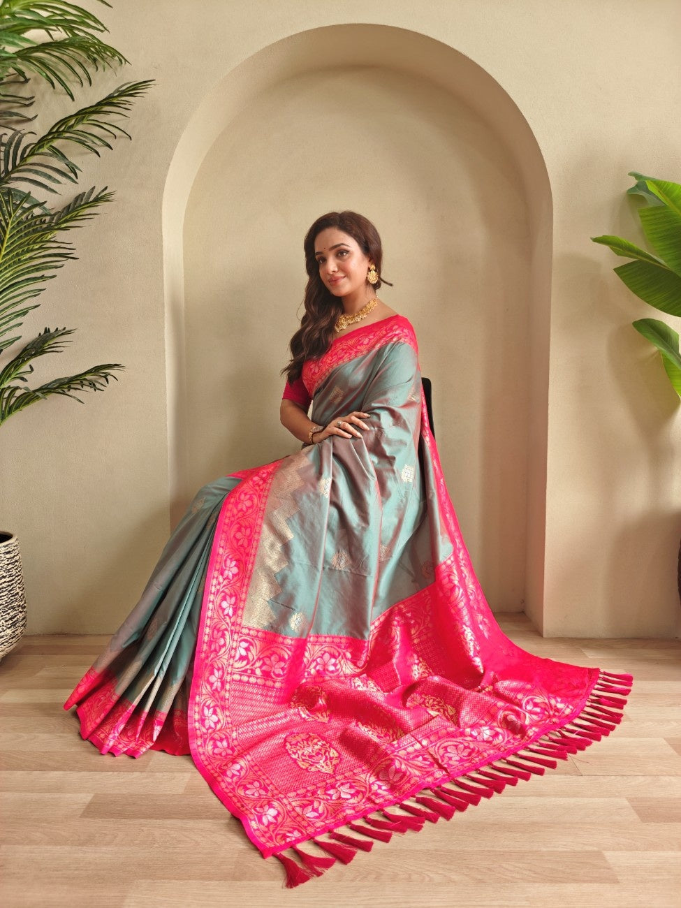  Pure Silk Saree with dual tone