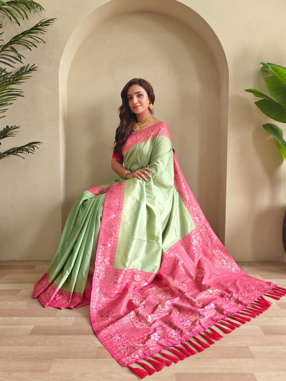  Pure Silk Saree with dual tone