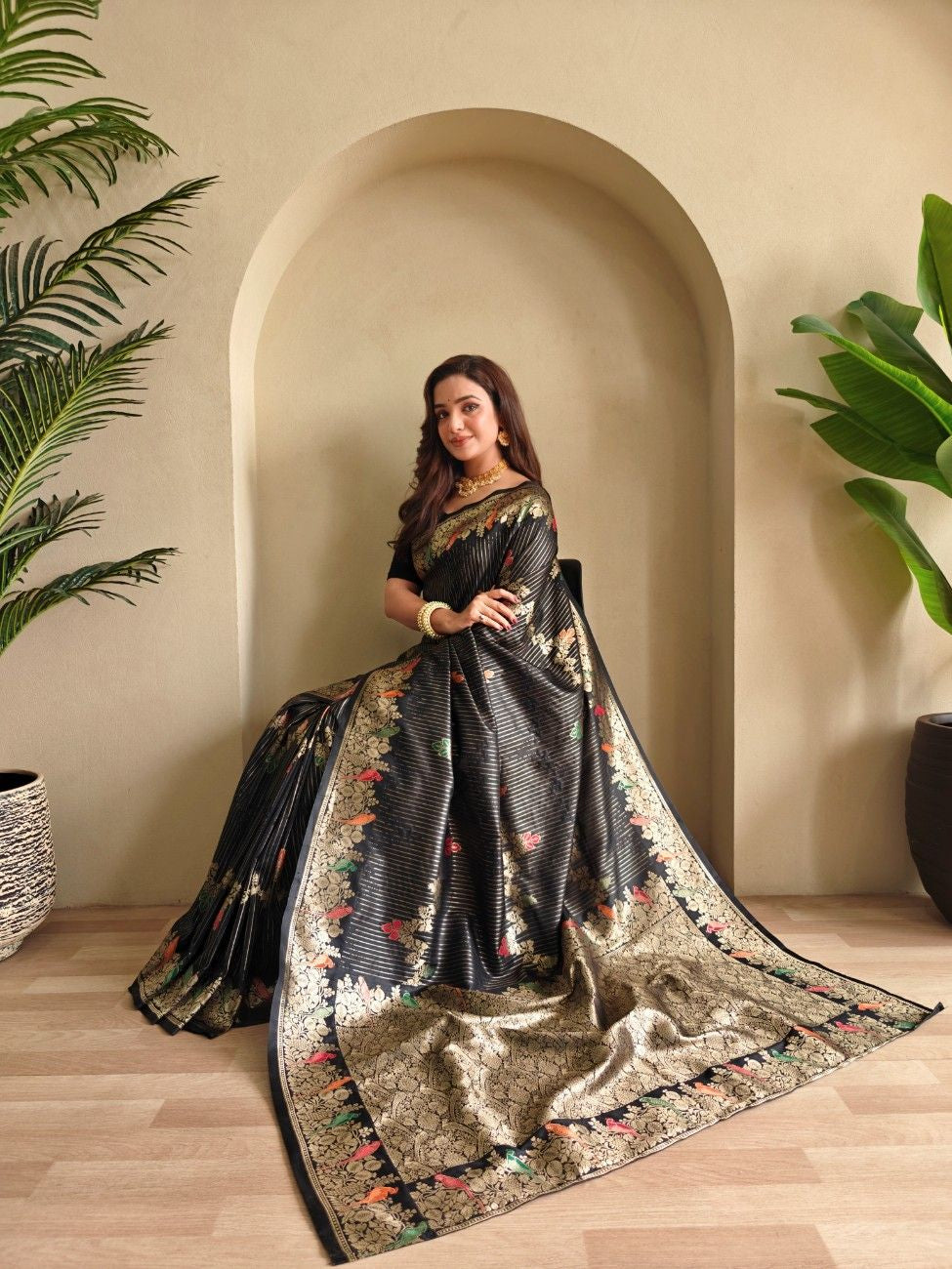 Premium Benarasi Mushro Satin Silk