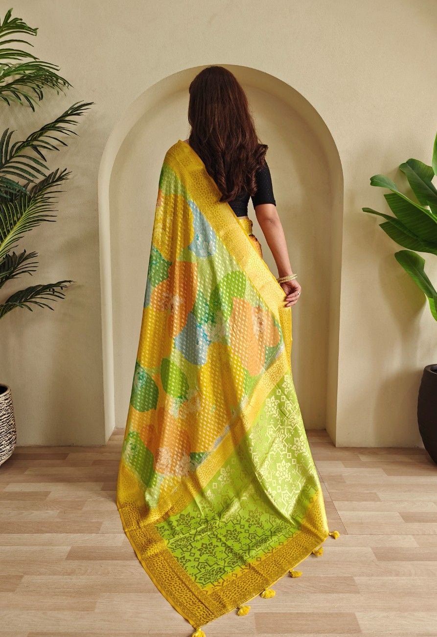 Premium Printed Georgette Elegance Saree with Silver Zari Touch