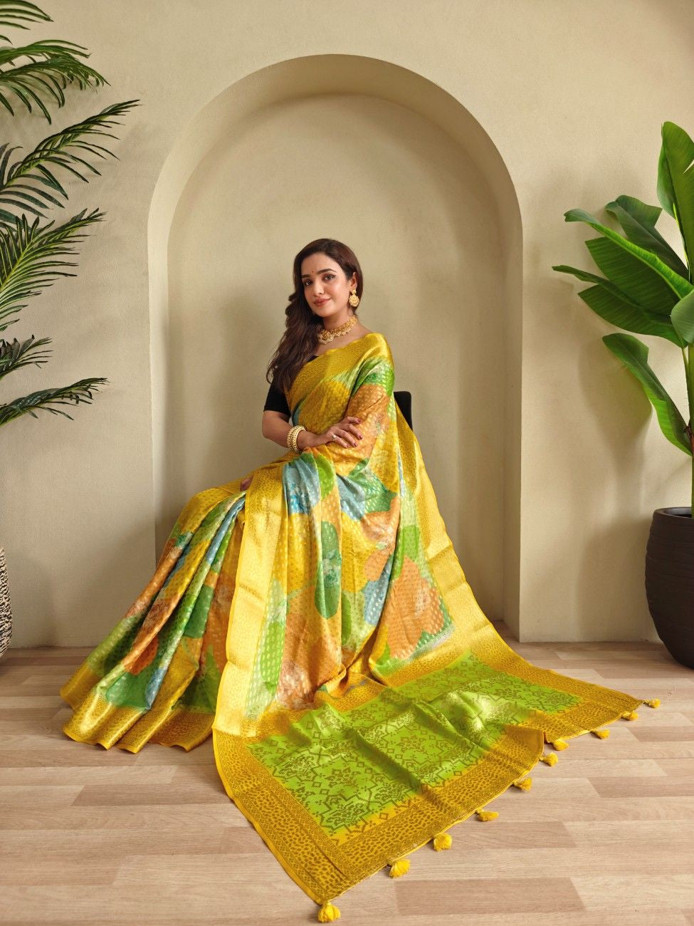 Premium Printed Georgette Elegance Saree with Silver Zari Touch