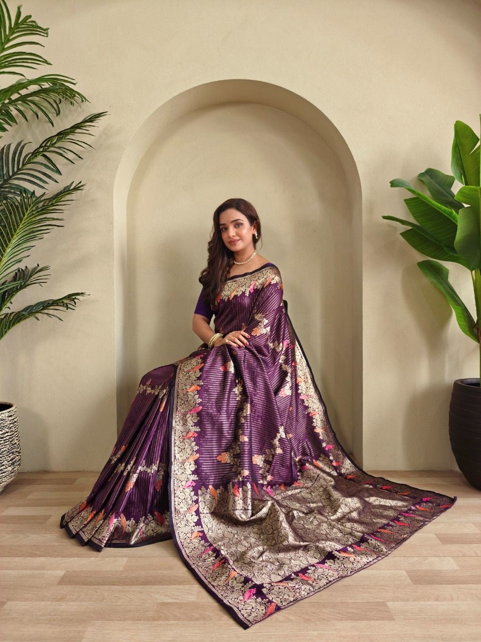 Premium Benarasi Mushro Satin Silk