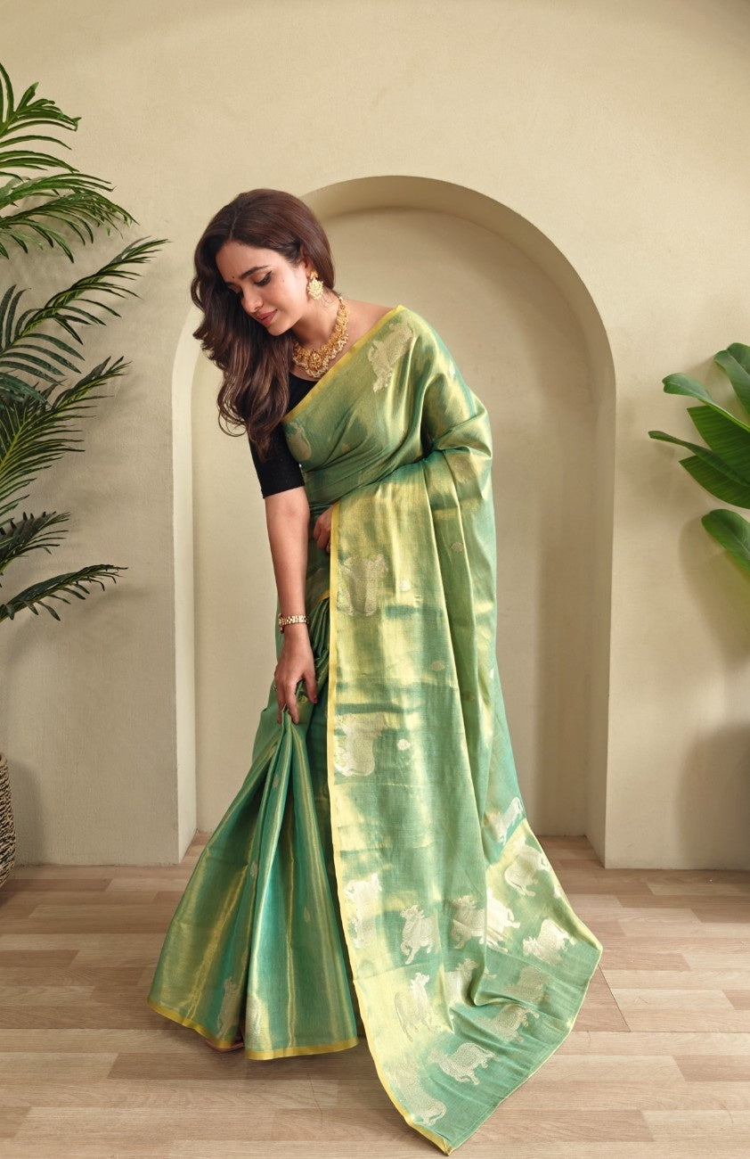 Premium Zari Tissue Weaving Saree