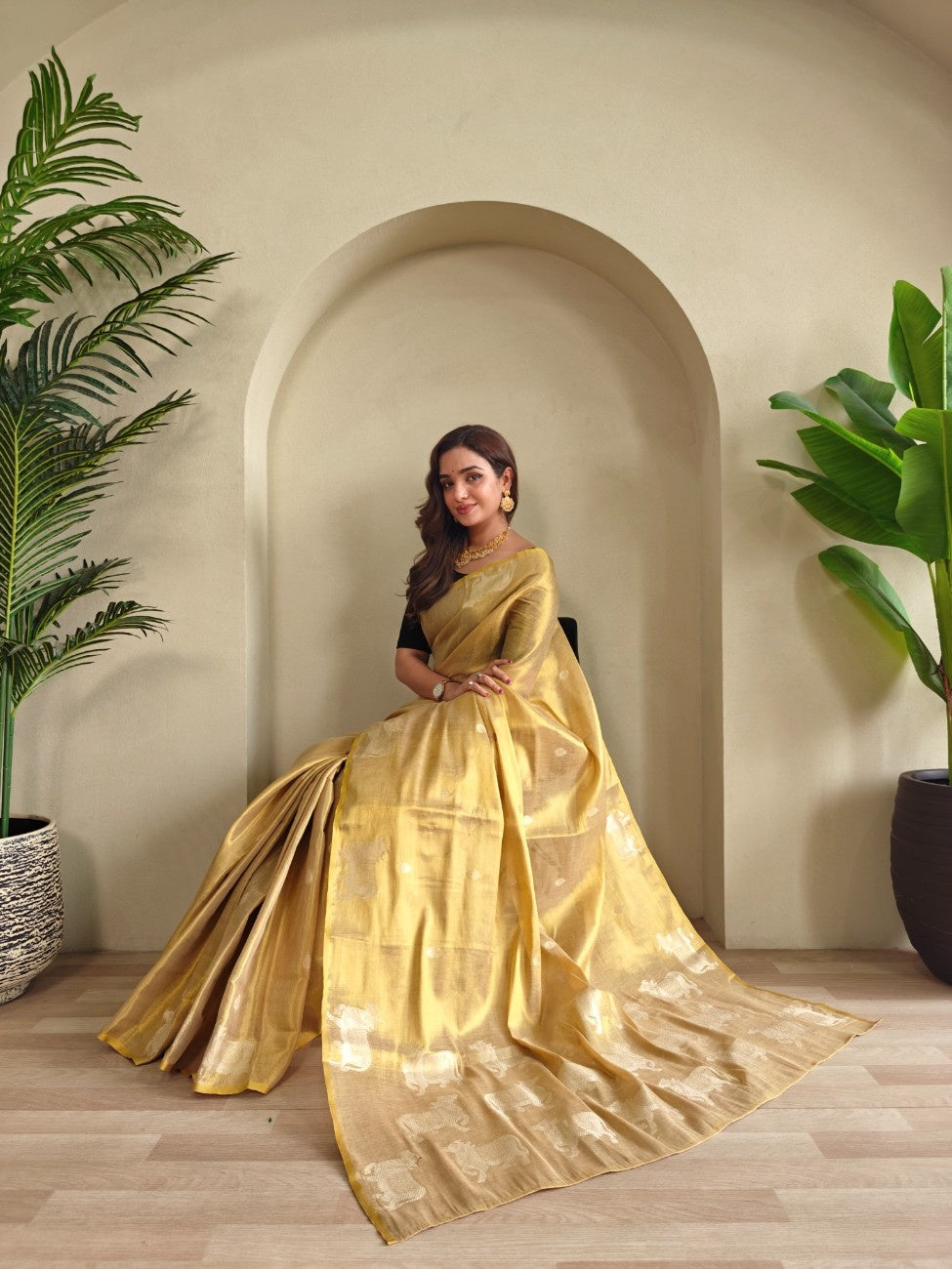 Premium Zari Tissue Weaving Saree