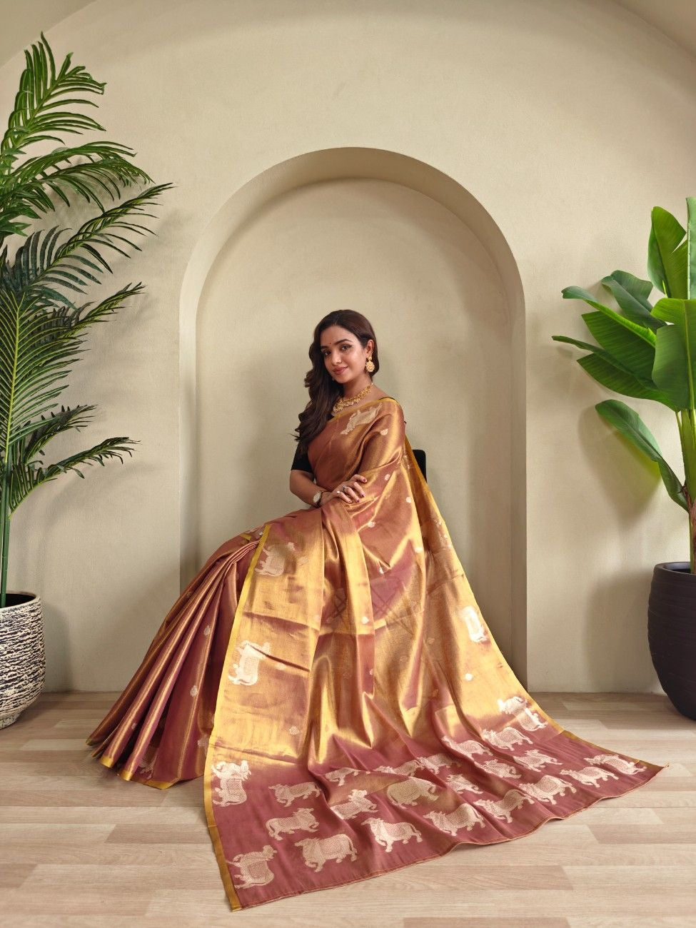 Premium Zari Tissue Weaving Saree