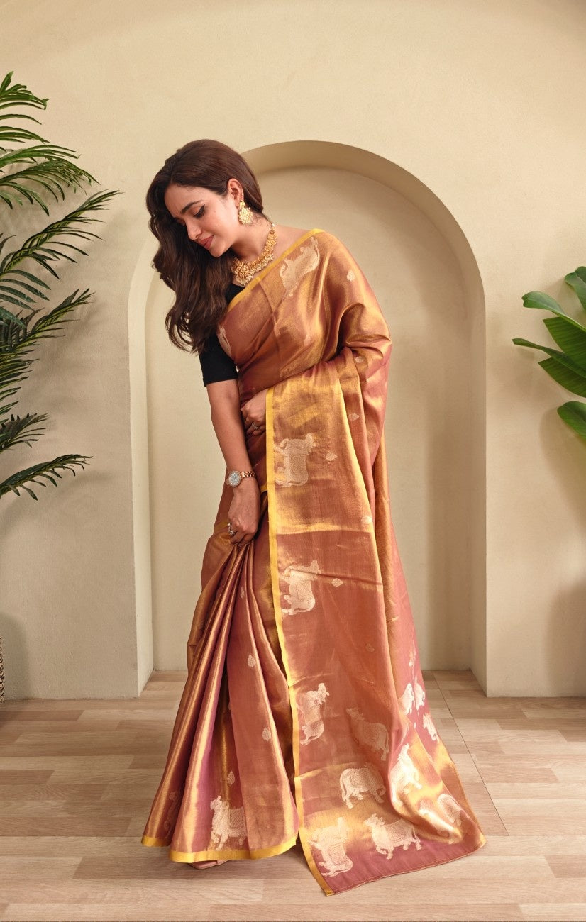 Premium Zari Tissue Weaving Saree