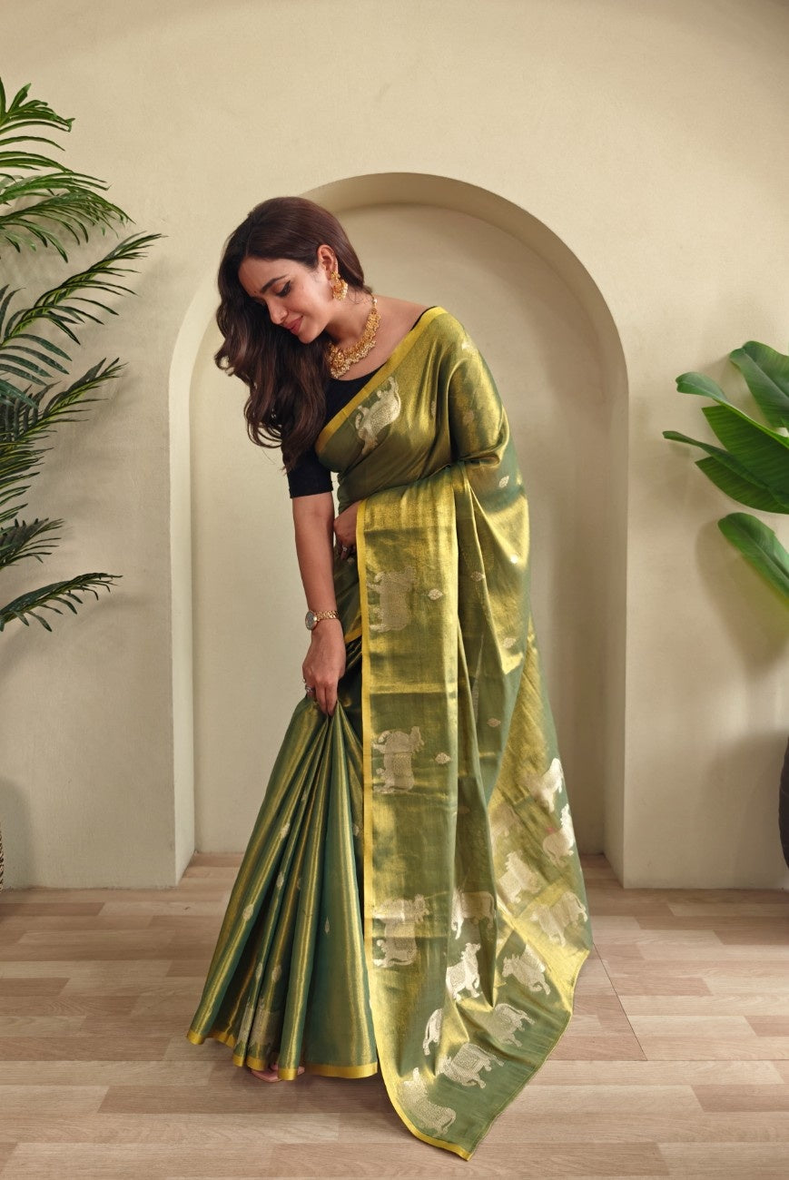 Premium Zari Tissue Weaving Saree