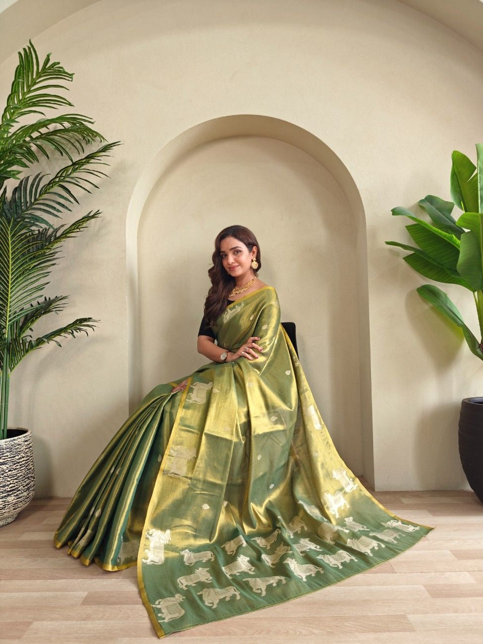 Premium Zari Tissue Weaving Saree