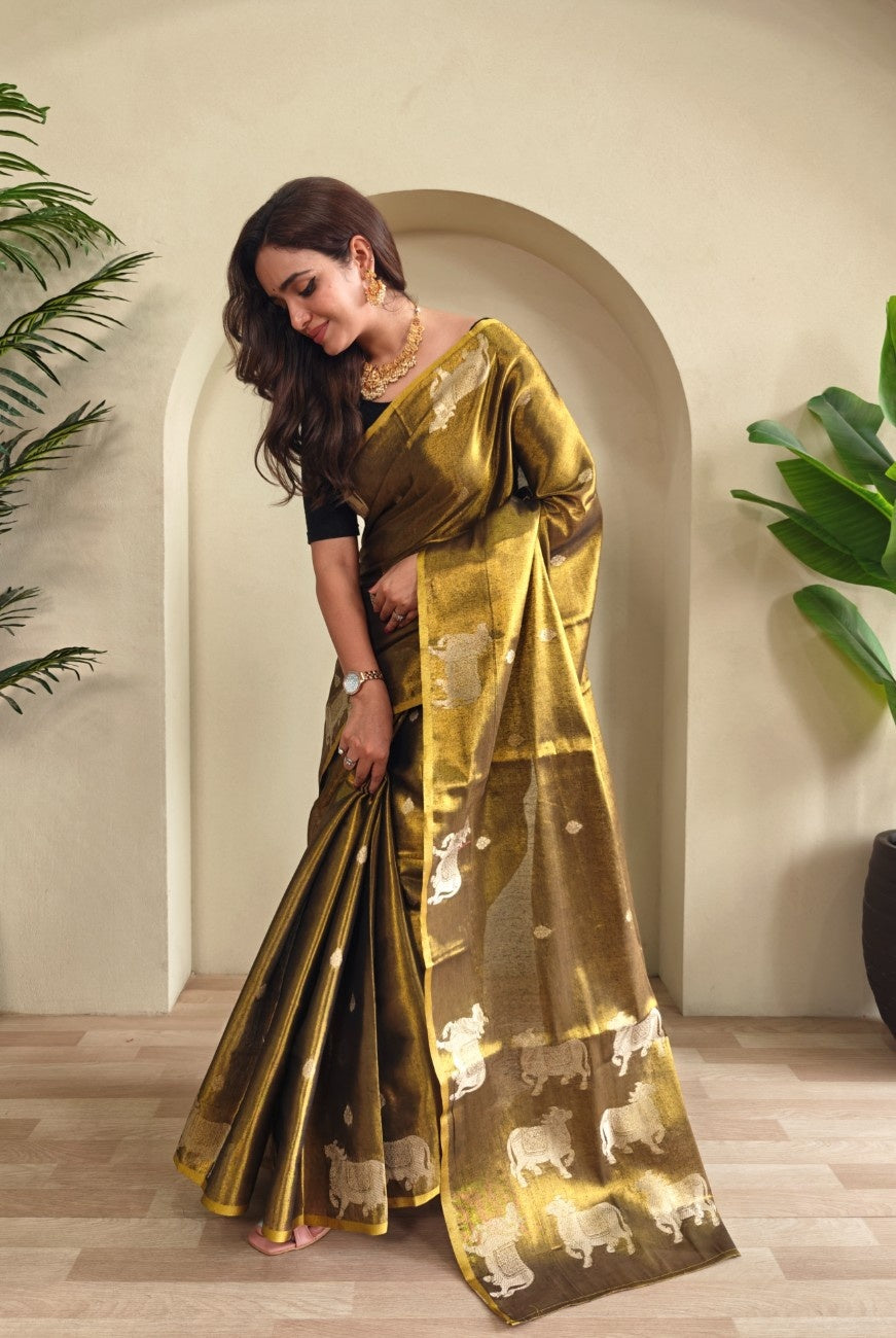 Premium Zari Tissue Weaving Saree