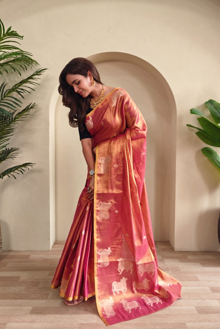 Premium Zari Tissue Weaving Saree