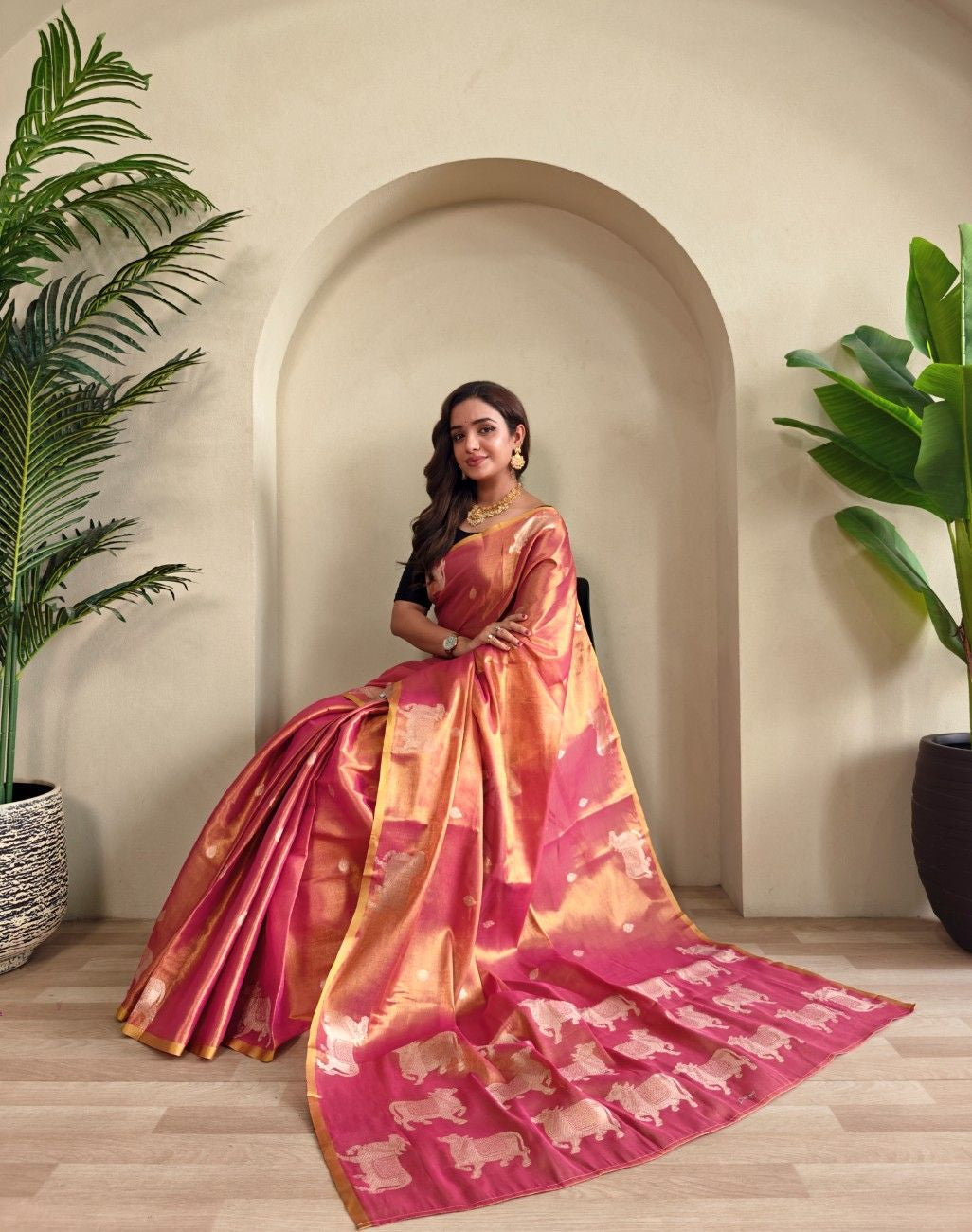Premium Zari Tissue Weaving Saree