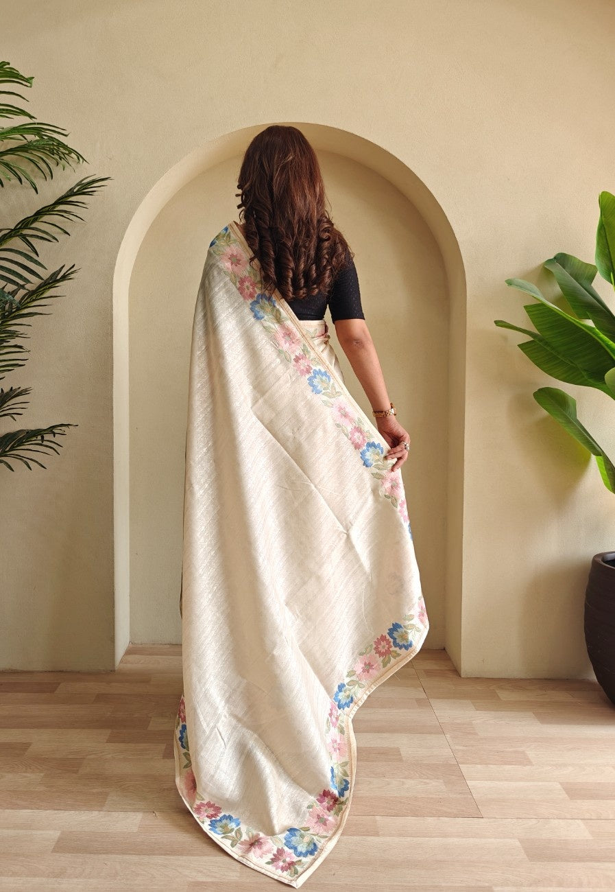 Premium Tussar Silk Saree with Royal Embroidery