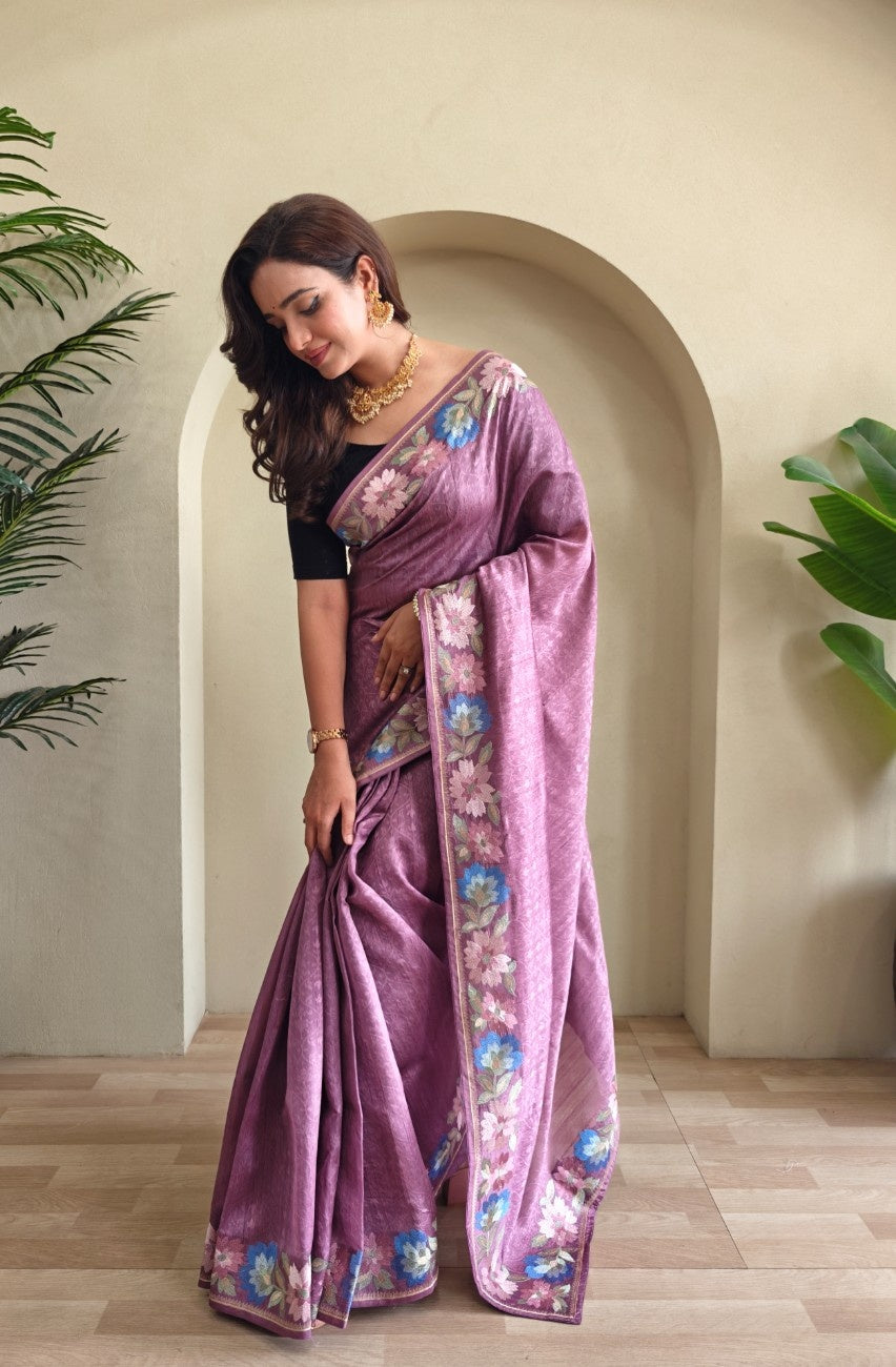 Premium Tussar Silk Saree with Royal Embroidery