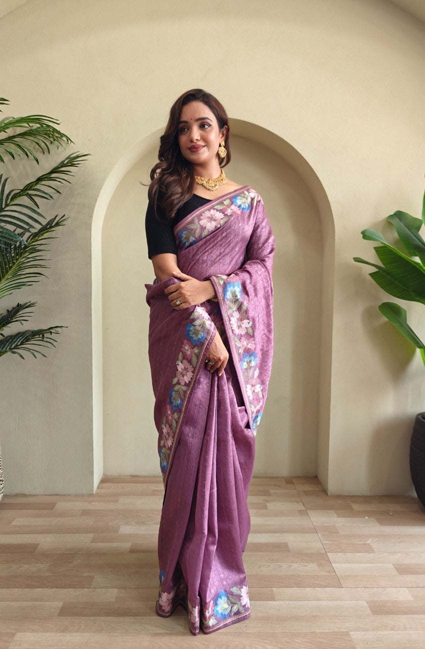 Premium Tussar Silk Saree with Royal Embroidery