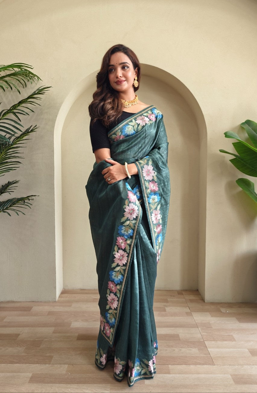 Premium Tussar Silk Saree with Royal Embroidery
