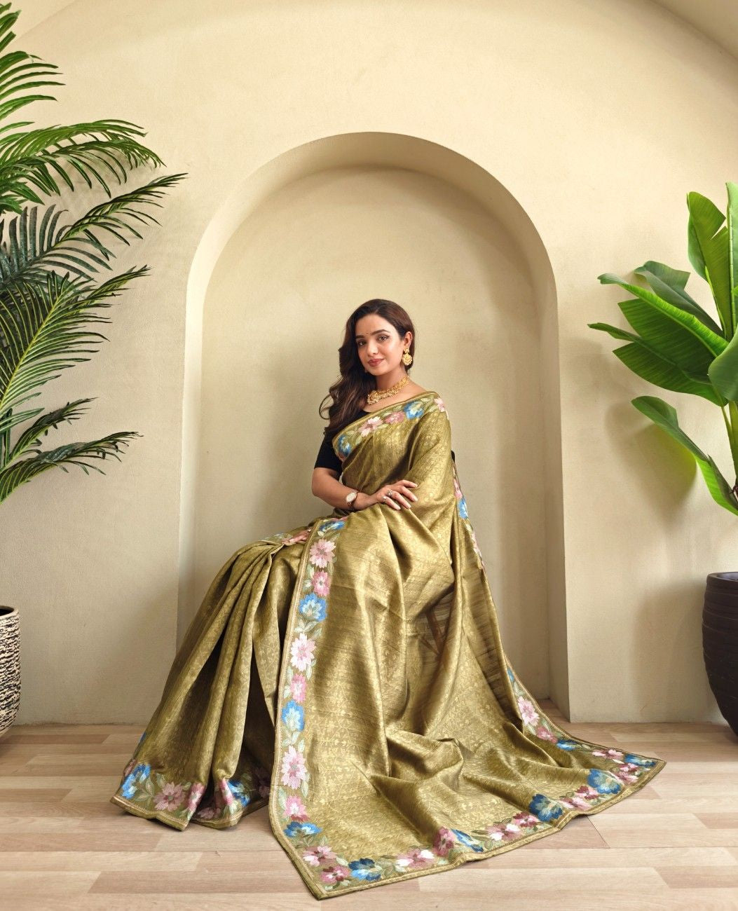 Premium Tussar Silk Saree with Royal Embroidery