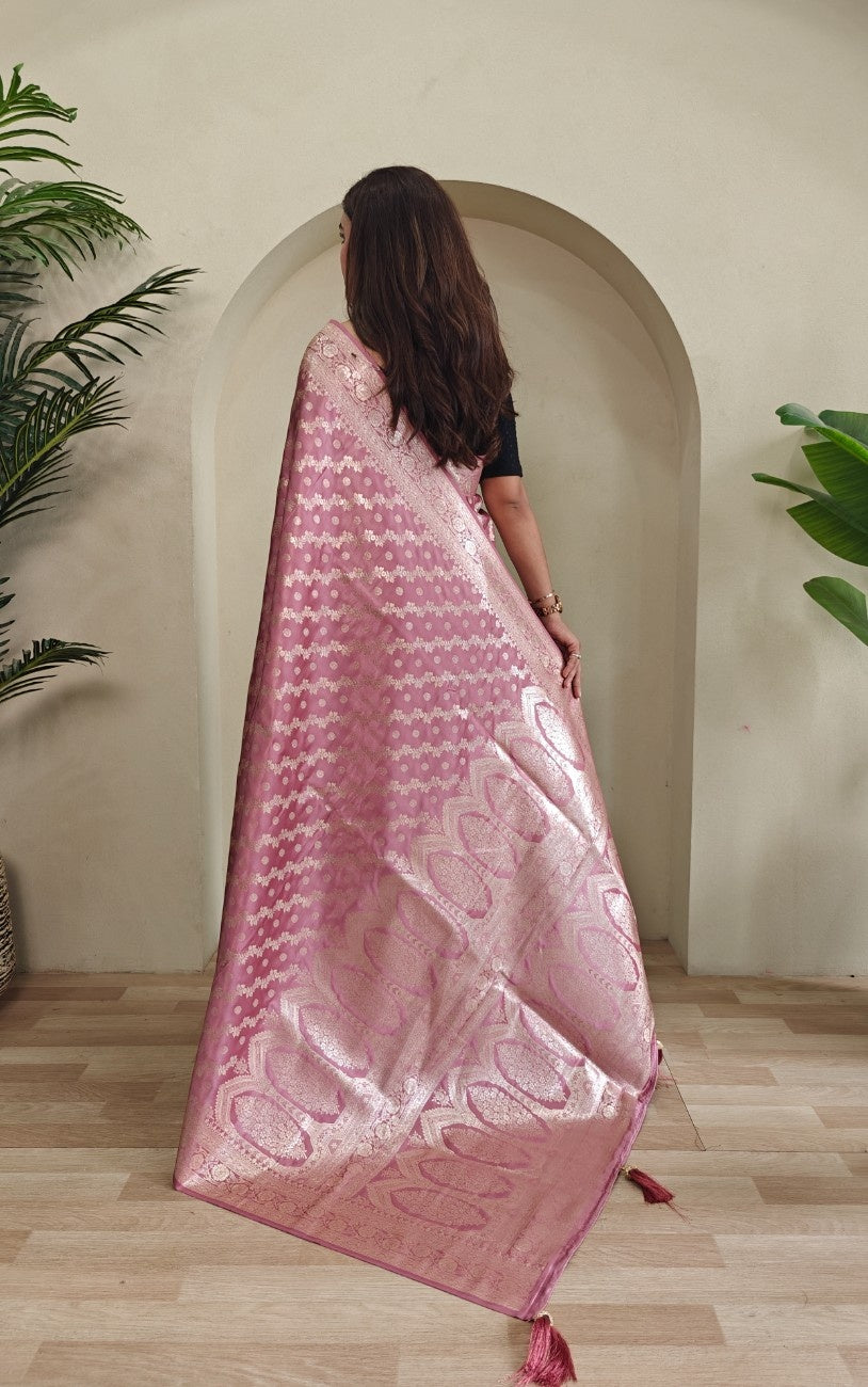 Mushru Satin Silk Saree with leheriya weaving design