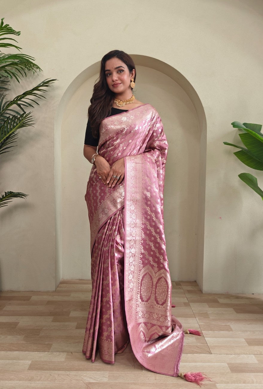 Mushru Satin Silk Saree with leheriya weaving design