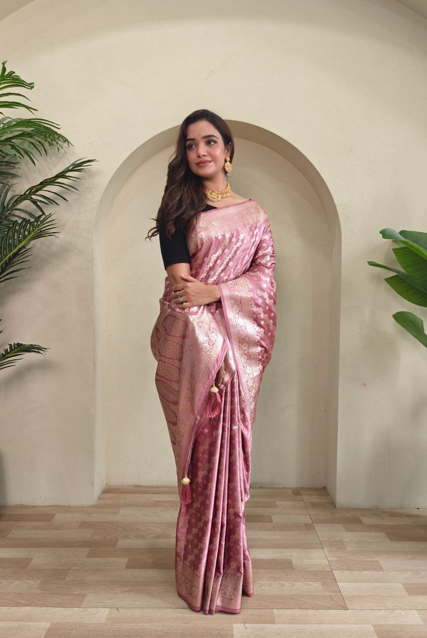 Mushru Satin Silk Saree with leheriya weaving design