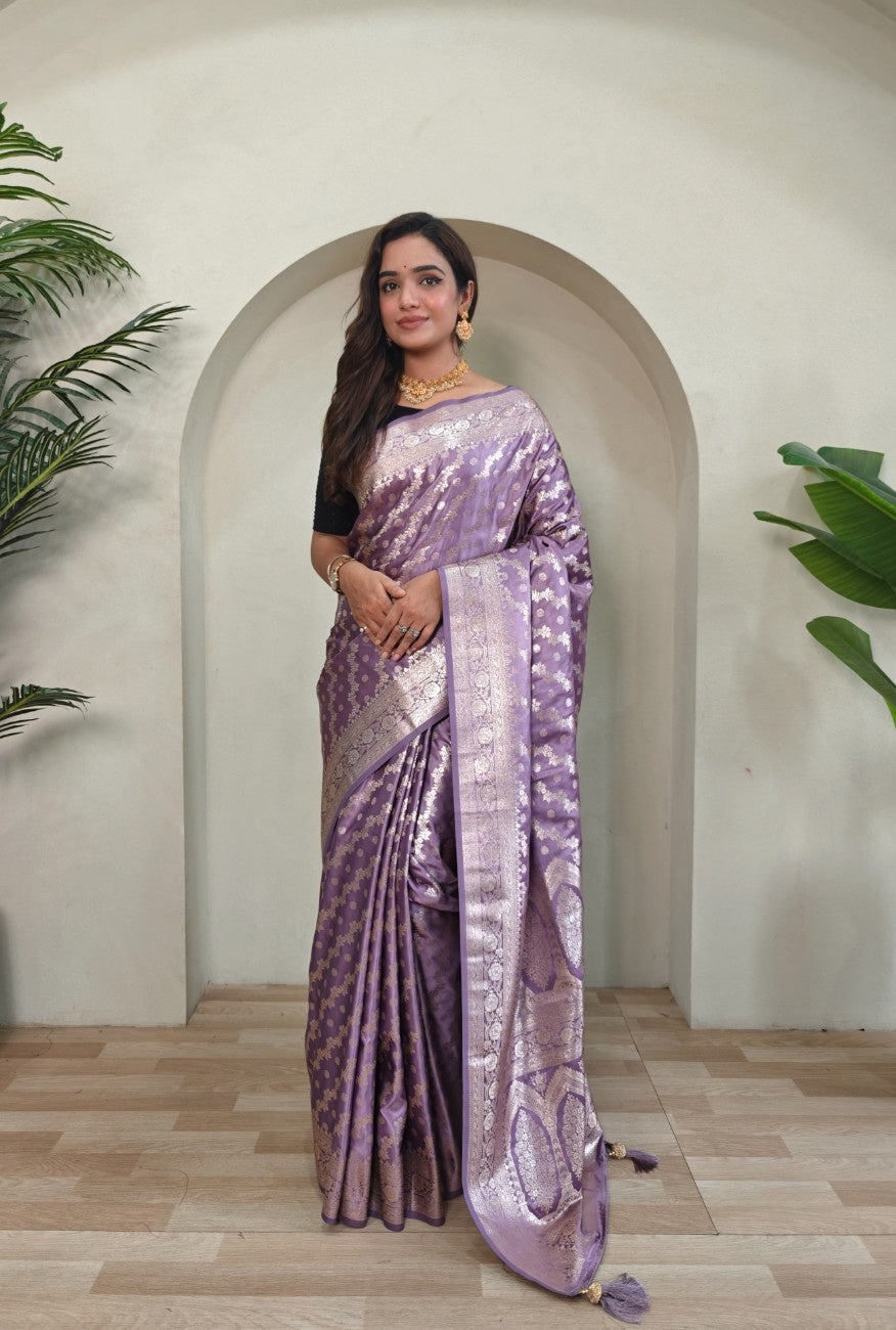 Mushru Satin Silk Saree with leheriya weaving design