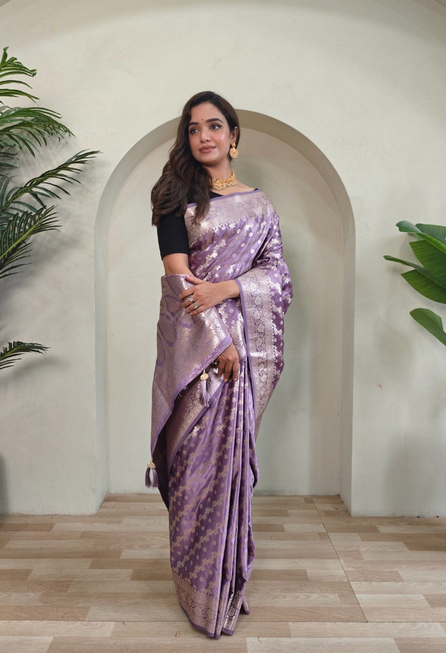 Mushru Satin Silk Saree with leheriya weaving design