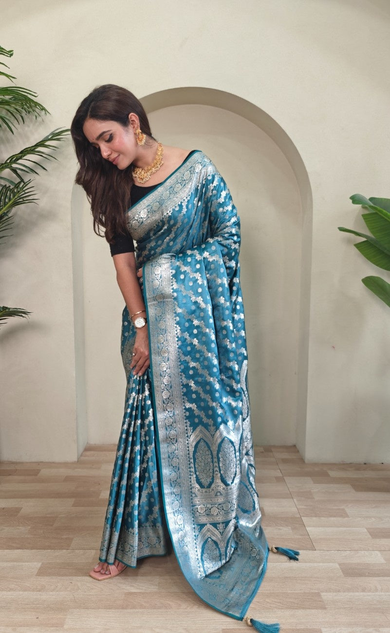 Mushru Satin Silk Saree with leheriya weaving design