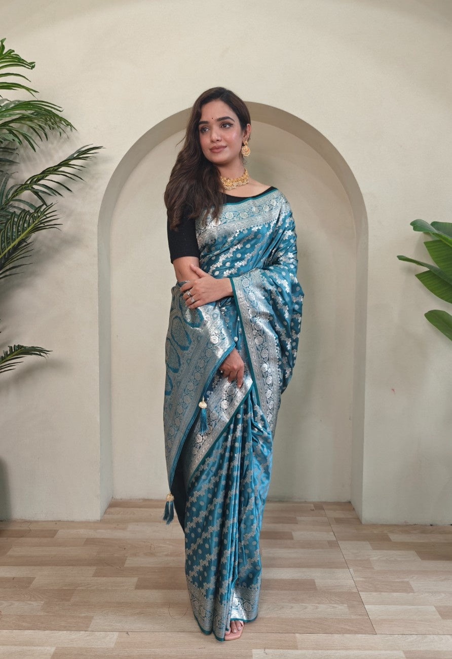 Mushru Satin Silk Saree with leheriya weaving design